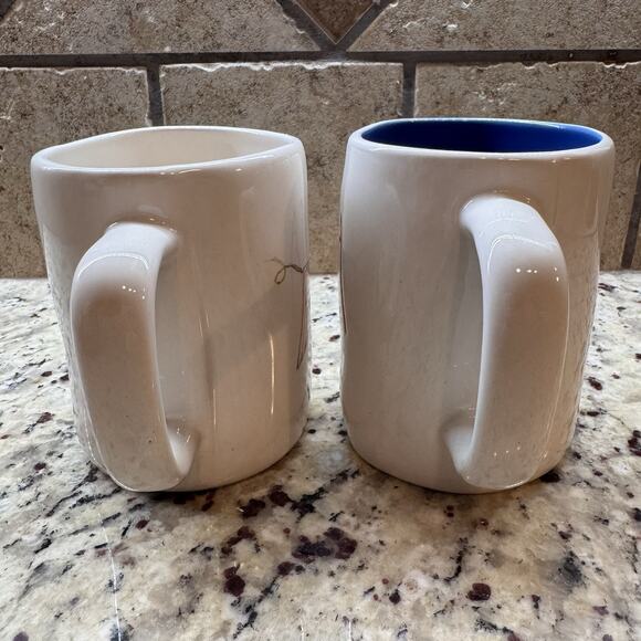 Rae Dunn The BRAVE & USA Ceramic Coffee Mug Set of 2 Patriotic Holiday Red Blue - Picture 3 of 6